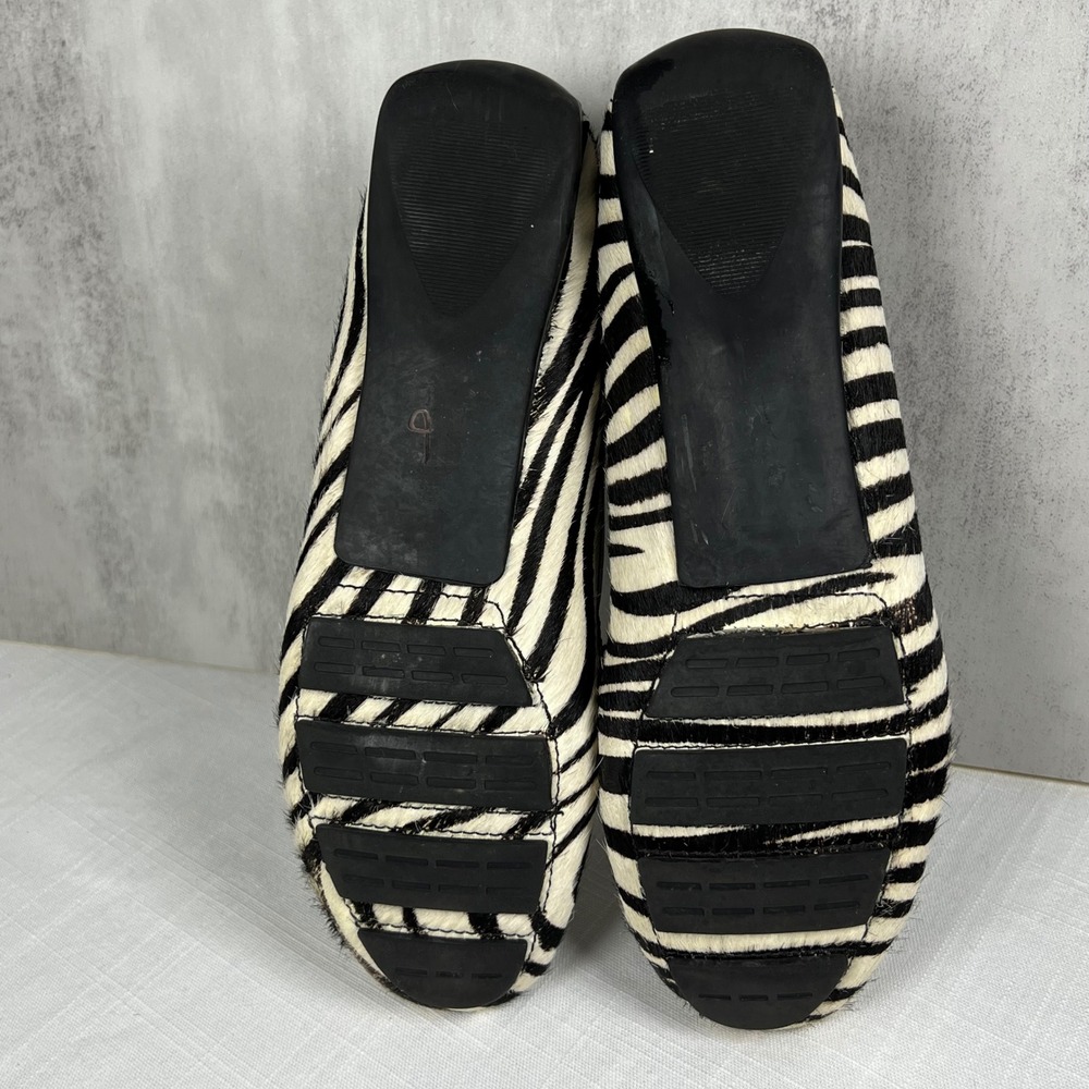 VAN ELI Zebra Print Calf Hair Loafer Flats Women's Size 7.5 Black White - Picture 9 of 9